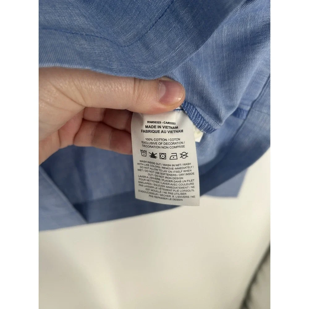 Nike Life Button Up Shirt Small Blue Chambray Long Sleeve Loose Fit HV0882-411